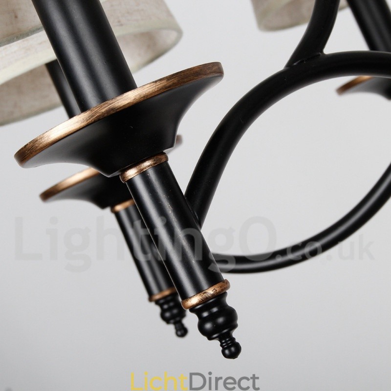 5-lichts rustieke retro zwarte eigentijdse kaars-stijl kroonluchter
