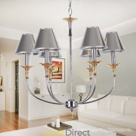 6-lichts moderne, eigentijdse chromen kaars-stijl kroonluchter 6-lichts moderne, eigentijdse chromen kaars-stijl kroonluchter
