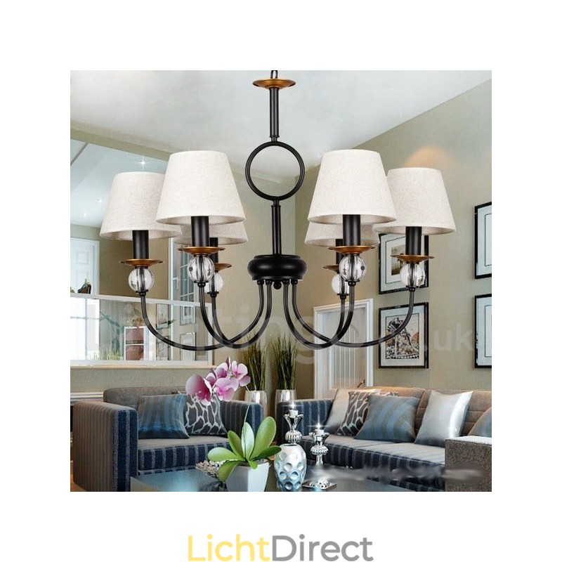 6-lichts rustieke retro zwarte mediterrane stijl eigentijdse kaarsstijl kroonluchter