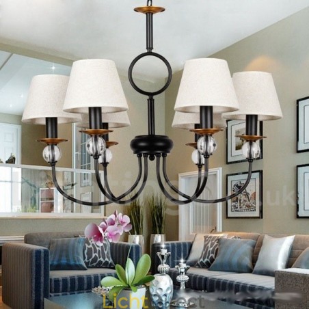 6-lichts rustieke retro zwarte mediterrane stijl eigentijdse kaarsstijl kroonluchter