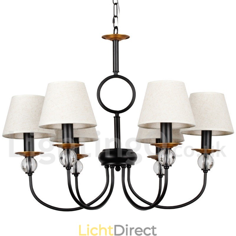6-lichts rustieke retro zwarte mediterrane stijl eigentijdse kaarsstijl kroonluchter