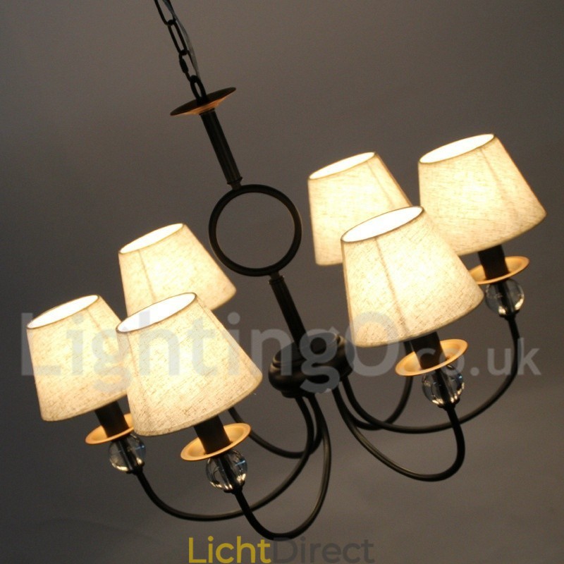 6-lichts rustieke retro zwarte mediterrane stijl eigentijdse kaarsstijl kroonluchter