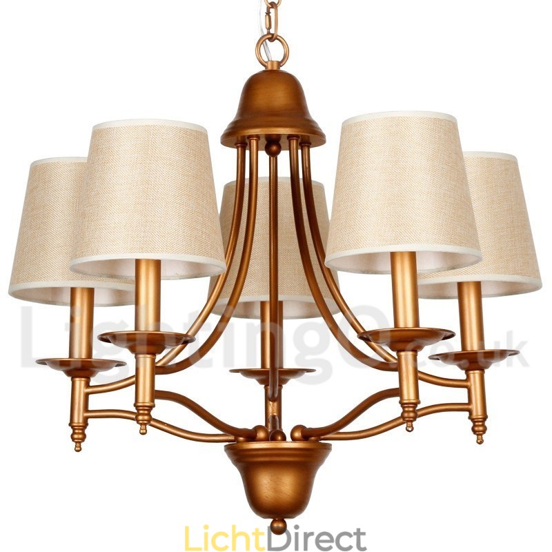 5-lichts rustieke retro mediterrane stijl kaars-stijl kroonluchter