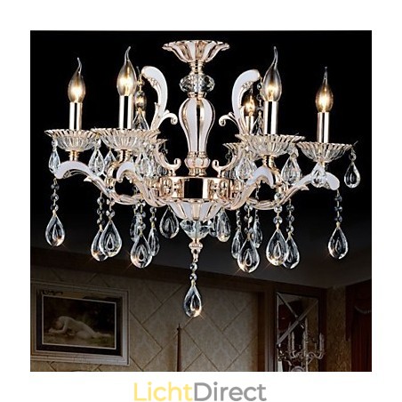 Europese stijl luxe kaars kristal hanglampen zinklegering lampen