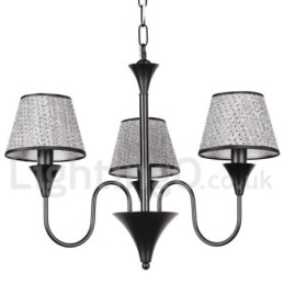 3-lichts rustieke moderne eigentijdse retro zwarte kaars-stijl kroonluchter