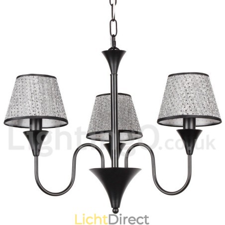 3-lichts rustieke moderne eigentijdse retro zwarte kaars-stijl kroonluchter 3-lichts rustieke moderne eigentijdse retro zwarte kaars-stijl kroonluchter