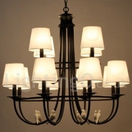 12 Licht Retro Zwarte Mediterrane Stijl Rustieke Hedendaagse Kaars Stijl Kroonluchter