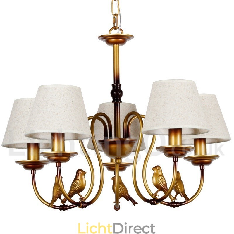 5-lichts moderne, eigentijdse, rustieke, retro kaarsvormige kroonluchter