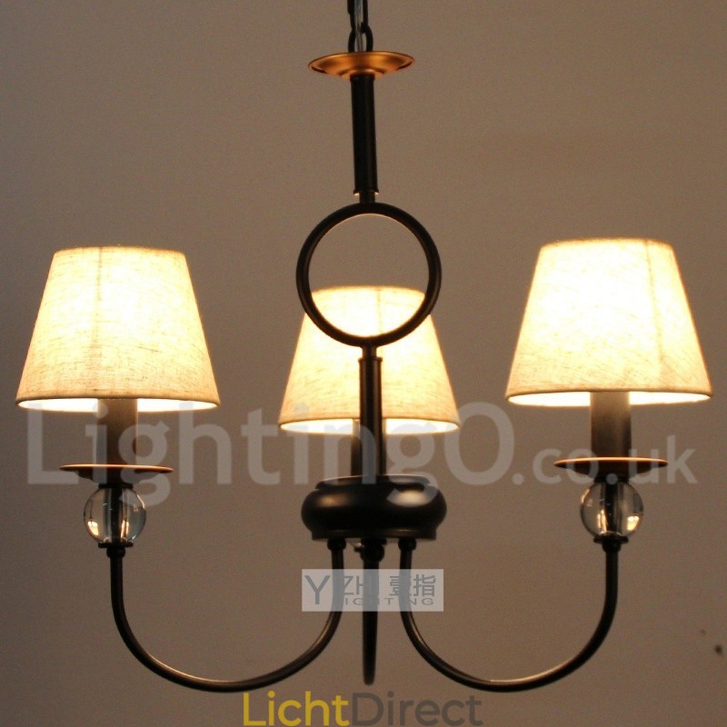3-lichts rustieke retro zwarte mediterrane stijl eigentijdse kaarsstijl kroonluchter