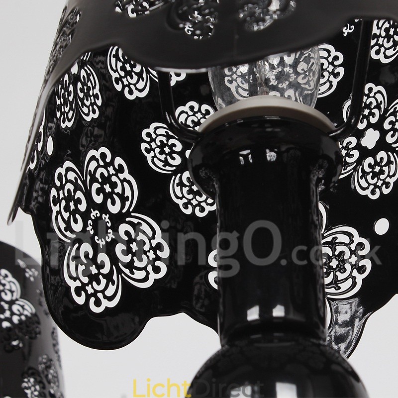 8-lichts moderne, eigentijdse, holle zwarte kroonluchter in kaarsstijl