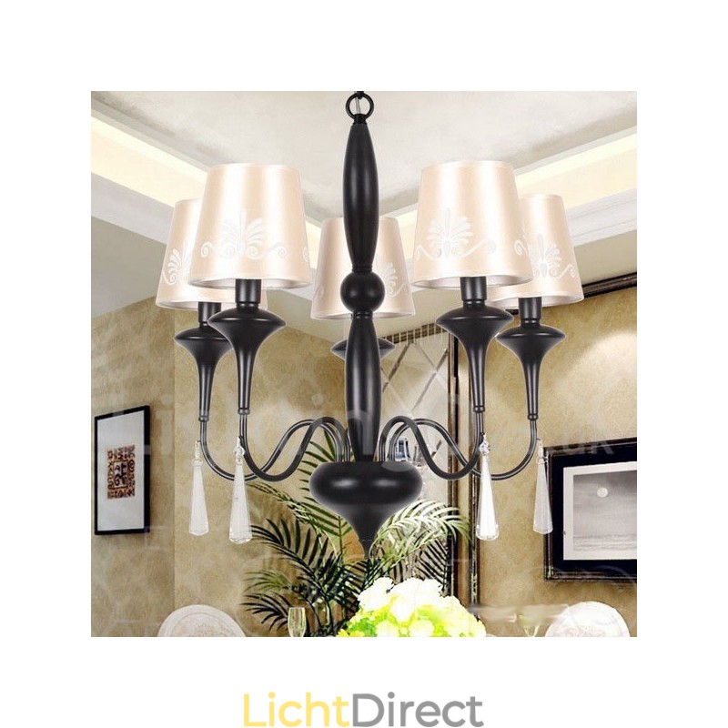 5-lichts kroonluchter in mediterrane stijl met kaarsen