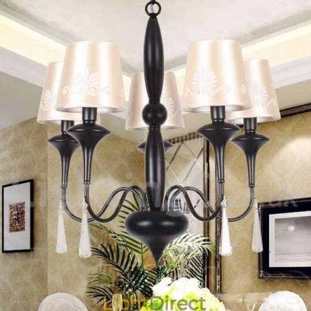 5-lichts kroonluchter in mediterrane stijl met kaarsen