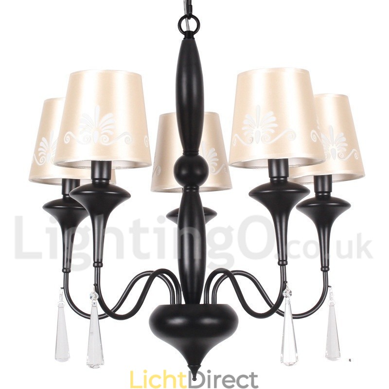 5-lichts kroonluchter in mediterrane stijl met kaarsen