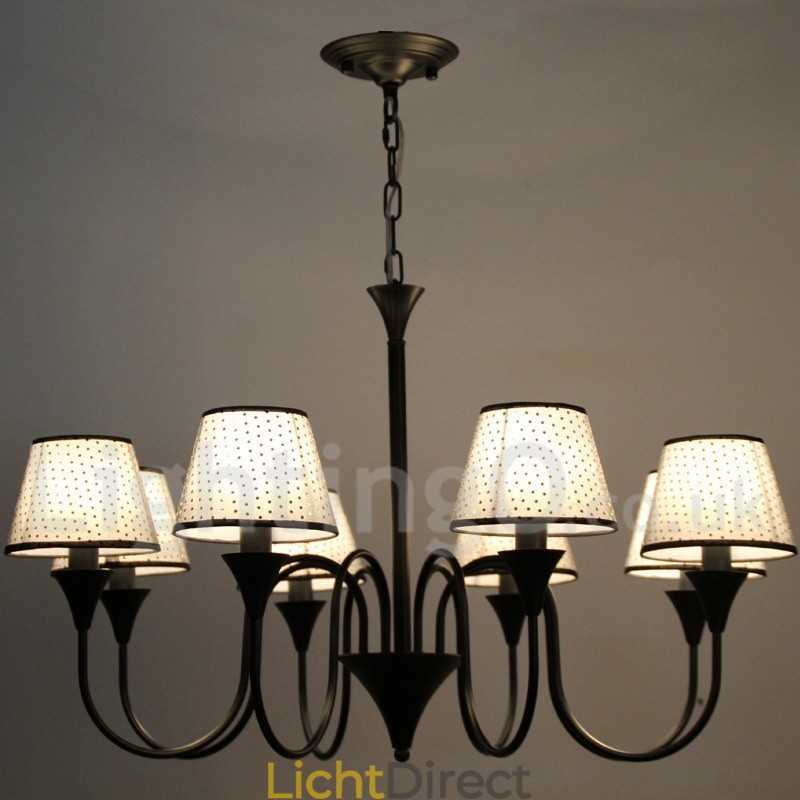 8-lichts rustieke moderne eigentijdse retro zwarte kaars-stijl kroonluchter