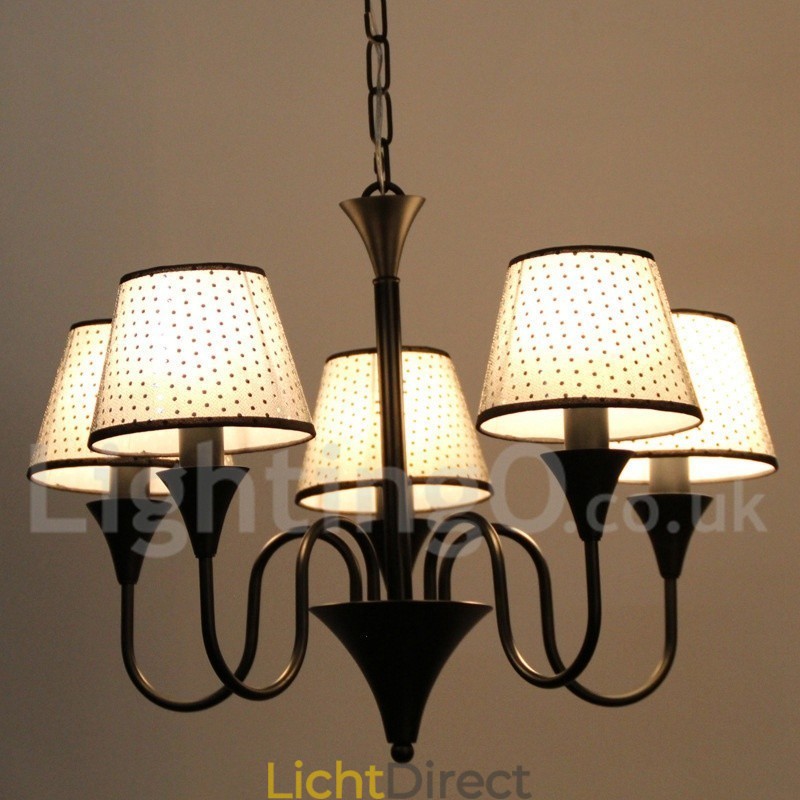 5-lichts rustieke moderne eigentijdse retro zwarte kaars-stijl kroonluchter