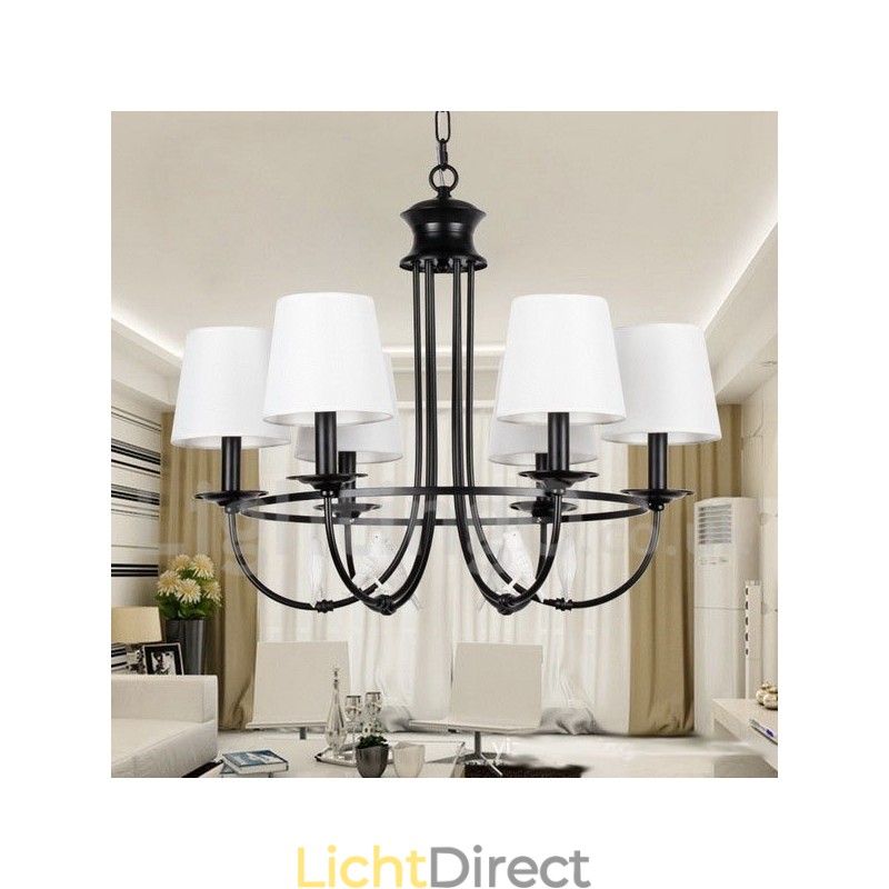 6-lichts retro zwarte mediterrane stijl rustieke eigentijdse kaars-stijl kroonluchter