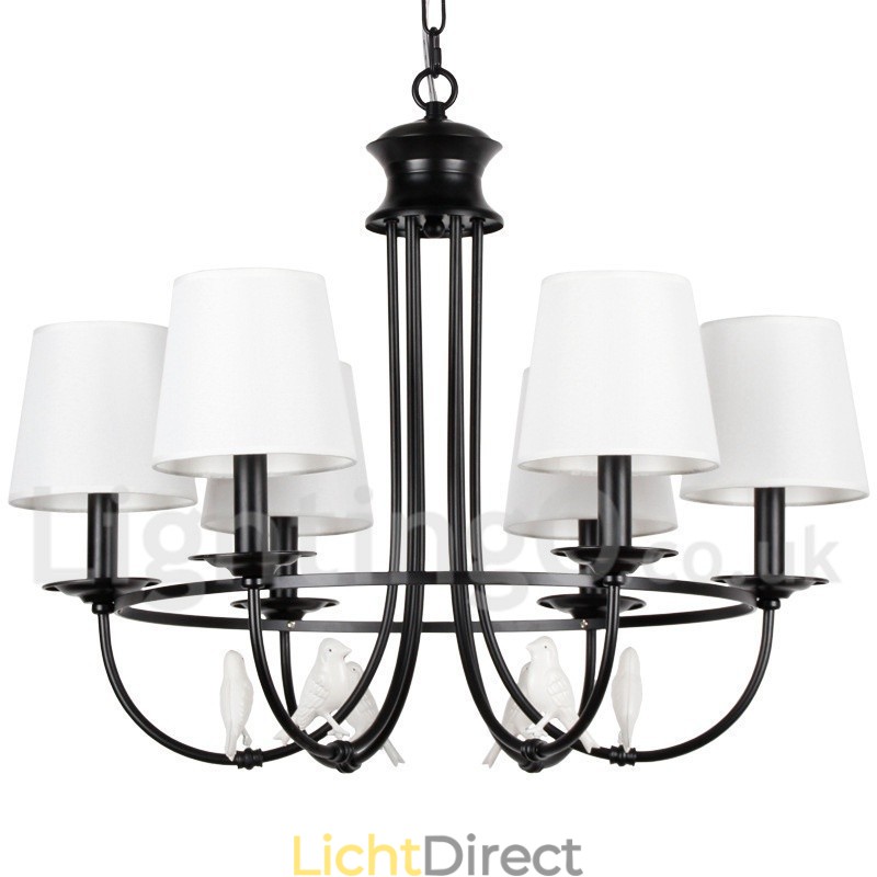6-lichts retro zwarte mediterrane stijl rustieke eigentijdse kaars-stijl kroonluchter