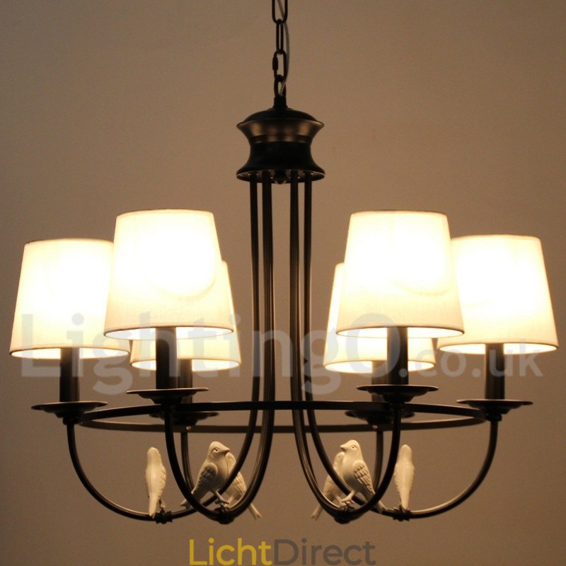 6-lichts retro zwarte mediterrane stijl rustieke eigentijdse kaars-stijl kroonluchter