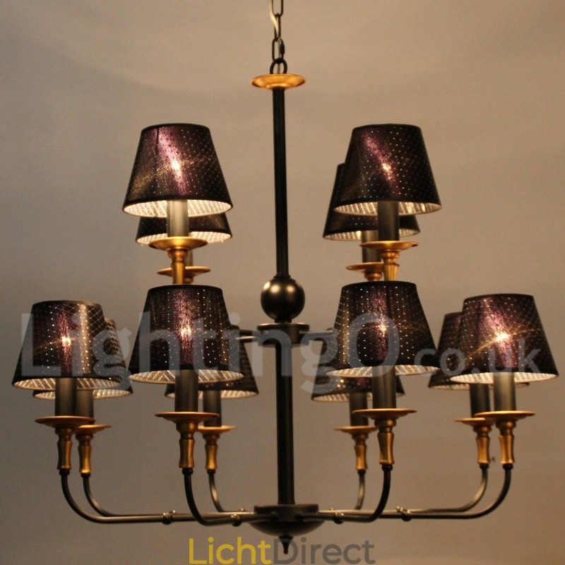 12 Licht Retro Rustieke 2-laags Kaars Stijl Kroonluchter