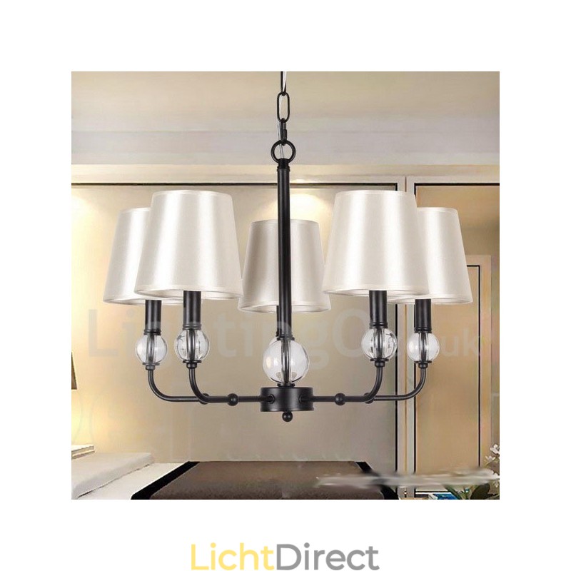 5-lichts rustieke retro zwarte eigentijdse kaars-stijl kroonluchter