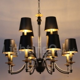 12-lichts zwarte retro kaars-stijl kroonluchter