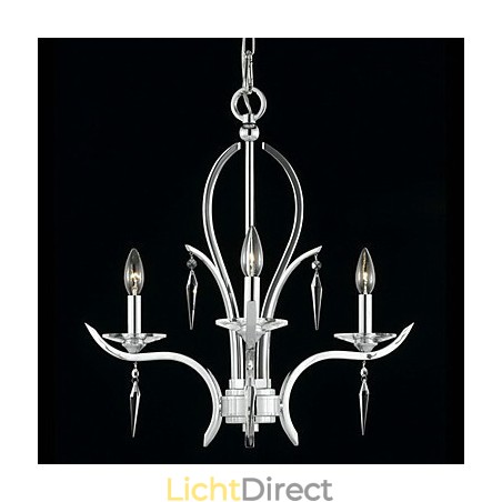 Kaars met kristallen kroonluchter met 3 lampen in paars