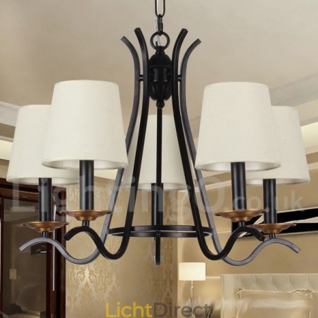 5-lichts zwarte retro eigentijdse kaars-stijl kroonluchter 5-lichts zwarte retro eigentijdse kaars-stijl kroonluchter