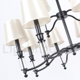 12 Licht Zwarte 2-laags Grote Kroonluchter Retro Hedendaagse Kaars Stijl Kroonluchter