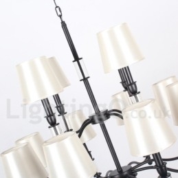 12 Licht Zwarte 2-laags Grote Kroonluchter Retro Hedendaagse Kaars Stijl Kroonluchter