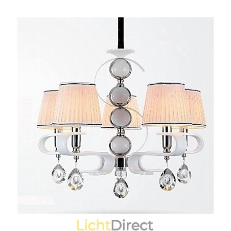 Stoffen kroonluchter 5-lichts hoge kwaliteit lamp witte jade zilveren ring Stoffen kroonluchter 5-lichts hoge kwaliteit lamp witte jade zilveren ring