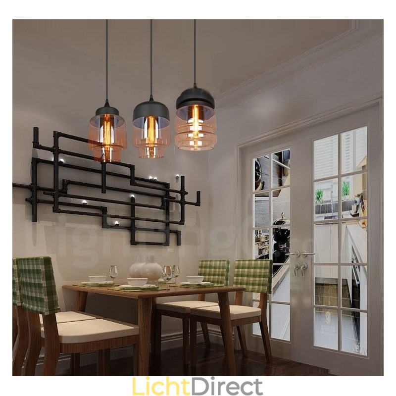 Rustieke glazen hanglamp Europese lounge hanglamp