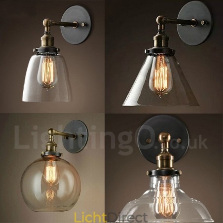 1-lichts rustieke lodge slaapkamer wandlamp met glazen kap 1-lichts rustieke lodge slaapkamer wandlamp met glazen kap