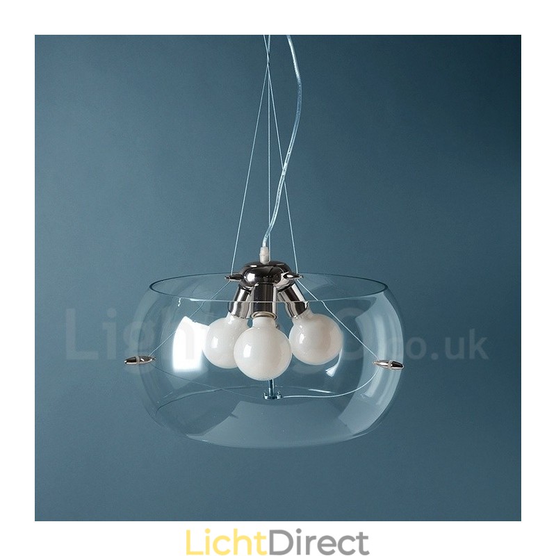 3-lichts moderne, eigentijdse glazen hanglamp