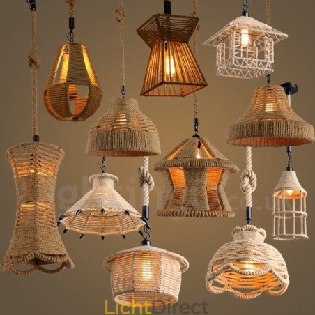 1 Licht Rustieke Lodge Hanglamp Café Hennep Touw Hanglamp 1 Licht Rustieke Lodge Hanglamp Café Hennep Touw Hanglamp
