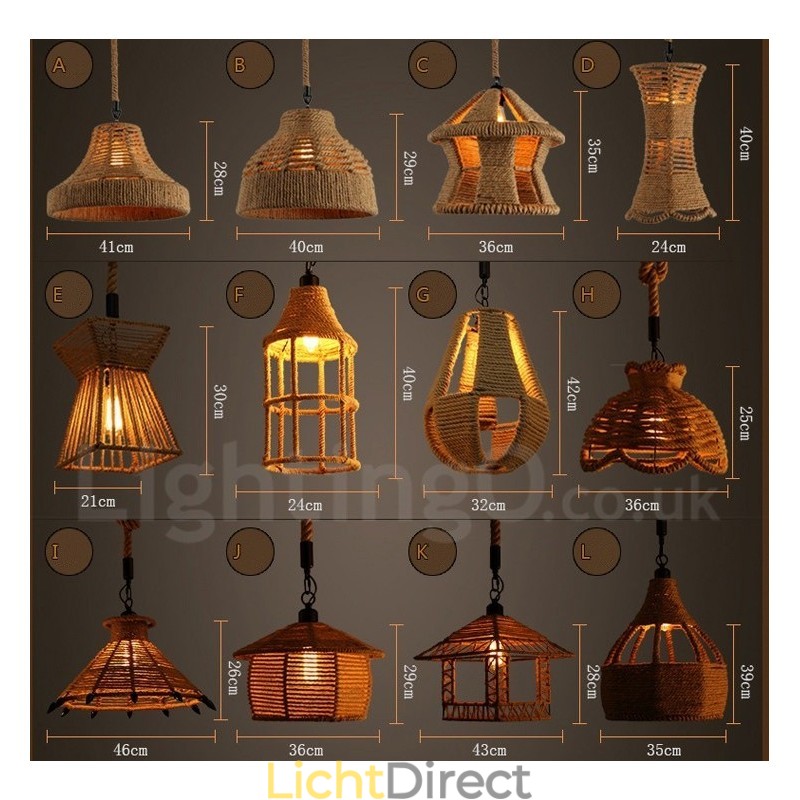 1 Licht Rustieke Lodge Hanglamp Café Hennep Touw Hanglamp