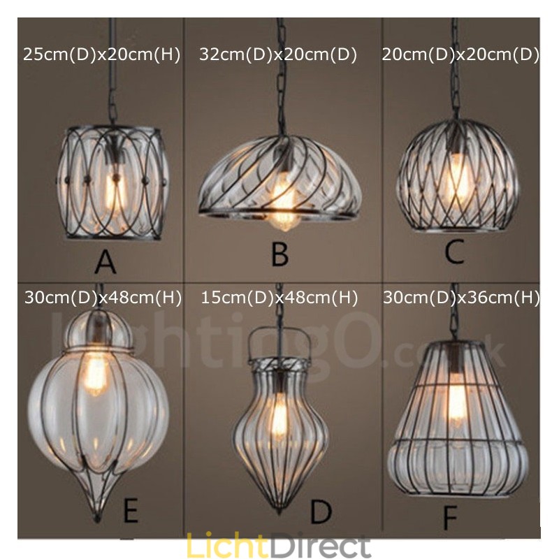 1 Licht Vintage Café Glazen Hanglamp Loft Hanglamp