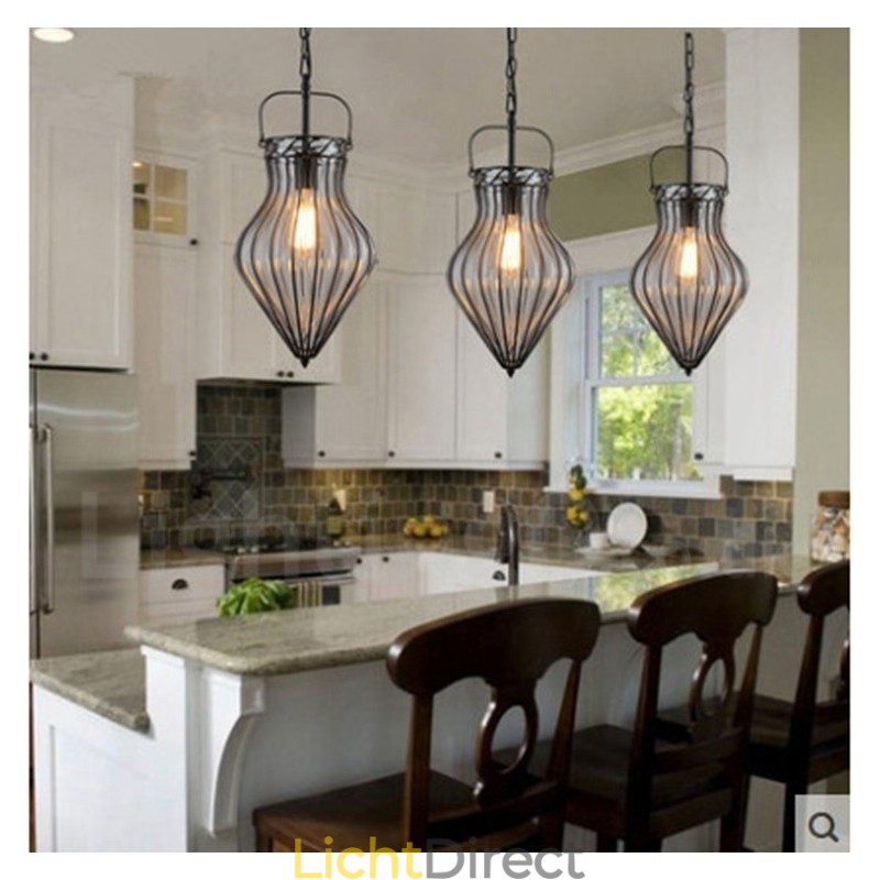 1 Licht Vintage Café Glazen Hanglamp Loft Hanglamp