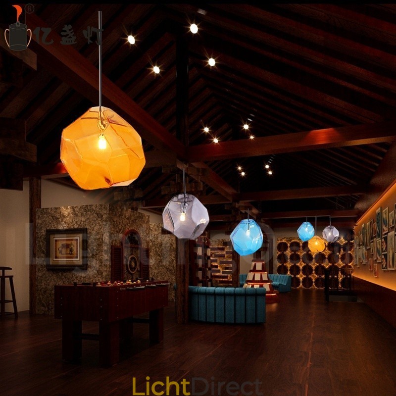 1-lichts rustieke lodge hanglamp met glazen kap