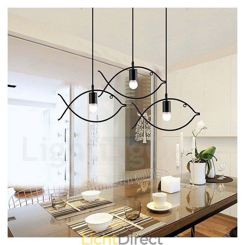 1-lichts rustieke Lodge Retro vis hanglamp met stalen kap
