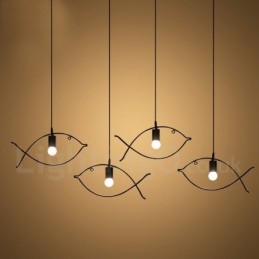 1-lichts rustieke Lodge Retro vis hanglamp met stalen kap