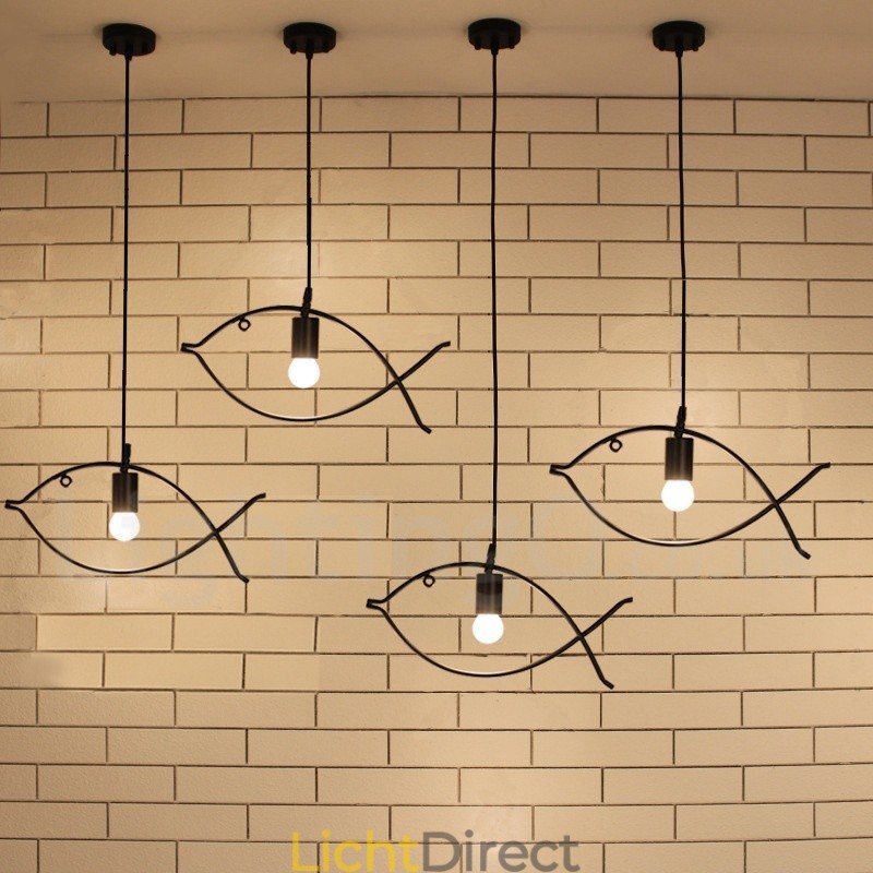 1-lichts rustieke Lodge Retro vis hanglamp met stalen kap