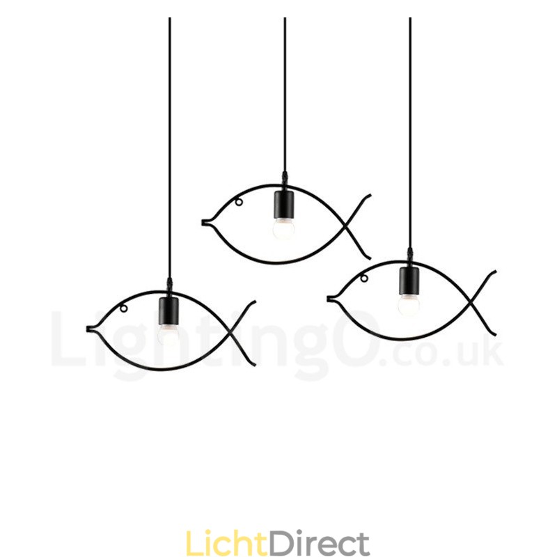 1-lichts rustieke Lodge Retro vis hanglamp met stalen kap