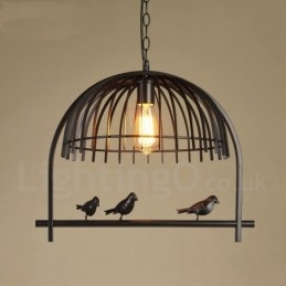 1-lichts rustieke Lodge Retro vogelkooi hanglamp met stalen kap