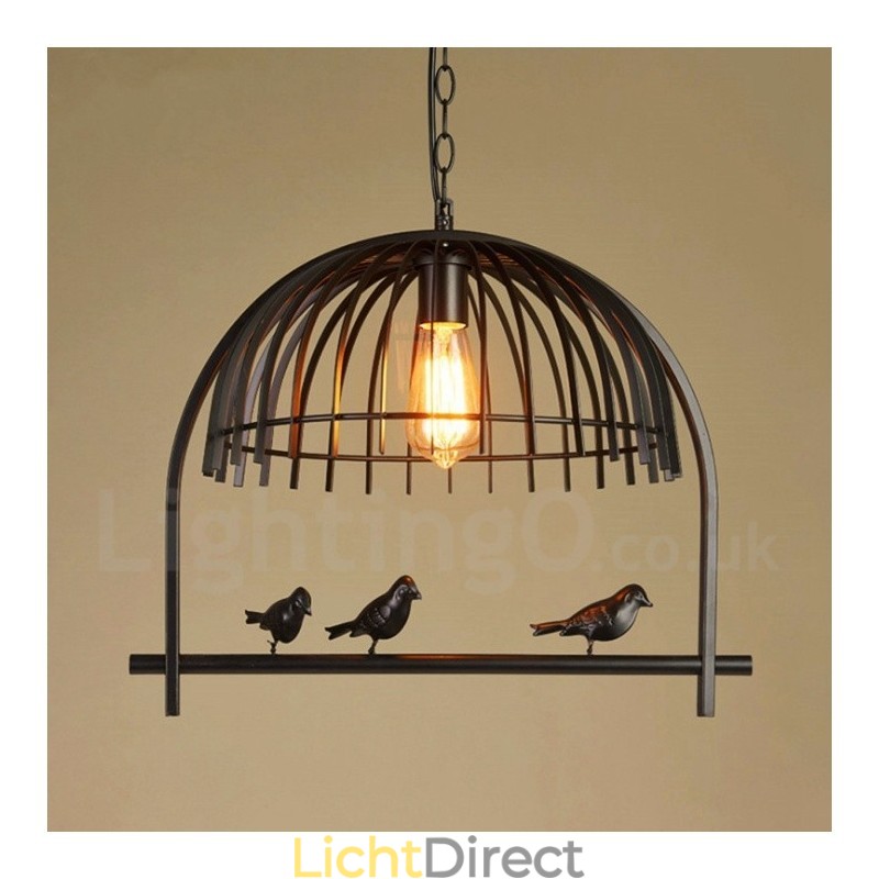 1-lichts rustieke Lodge Retro vogelkooi hanglamp met stalen kap