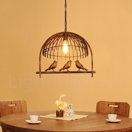 1-lichts rustieke Lodge Retro vogelkooi hanglamp met stalen kap