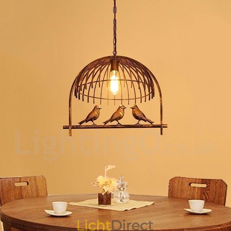 1-lichts rustieke Lodge Retro vogelkooi hanglamp met stalen kap