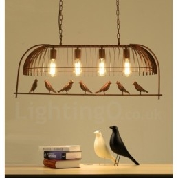 4-lichts rustieke Lodge Retro vogelkooi hanglamp met stalen kap