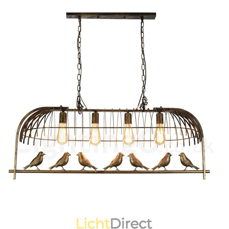 4-lichts rustieke Lodge Retro vogelkooi hanglamp met stalen kap