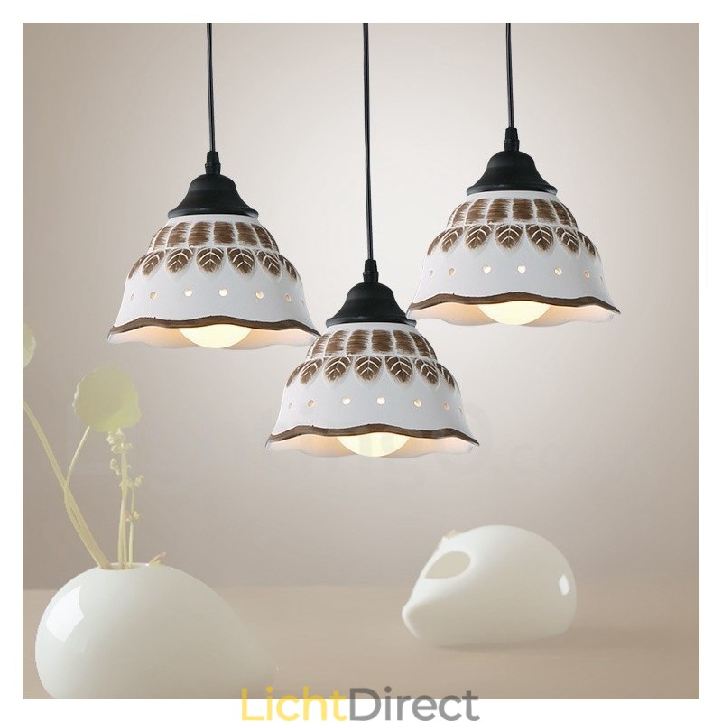 1-lichts moderne, eigentijdse hanglamp met keramische kap