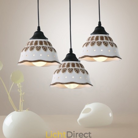 1-lichts moderne, eigentijdse hanglamp met keramische kap 1-lichts moderne, eigentijdse hanglamp met keramische kap